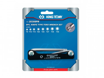 Набор Г-образных TORX, T9-T40, складные, 8 предметов KING TONY 20308PR