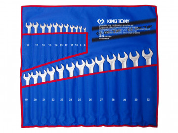 Набор комбинированных удлиненных ключей, 6-32 мм, чехол из теторона, 24 предмета KING TONY 12B4MRN