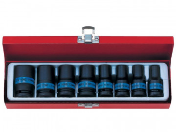 Набор ударных торцевых головок 1/2&quot, шестигранные, тонкостенные, 10-24 мм, 8 предметов KING TONY 4413MP