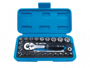 Набор торцевых головок с принадлежностями, 25 предметов KING TONY 2525MRE