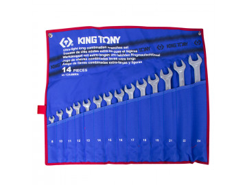 Набор комбинированных удлиненных ключей, 8-24 мм, чехол из теторона, 14 предметов KING TONY 12A4MRN