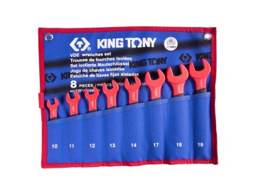 Набор рожковых диэлектрических ключей, 10-19 мм, чехол из теторона, 8 предметов king tony 12fve08mrn